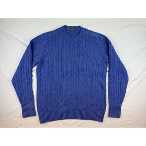 Sid Mashburn Cable Knit Sweater Mens Large L Blue 100% Cashmere